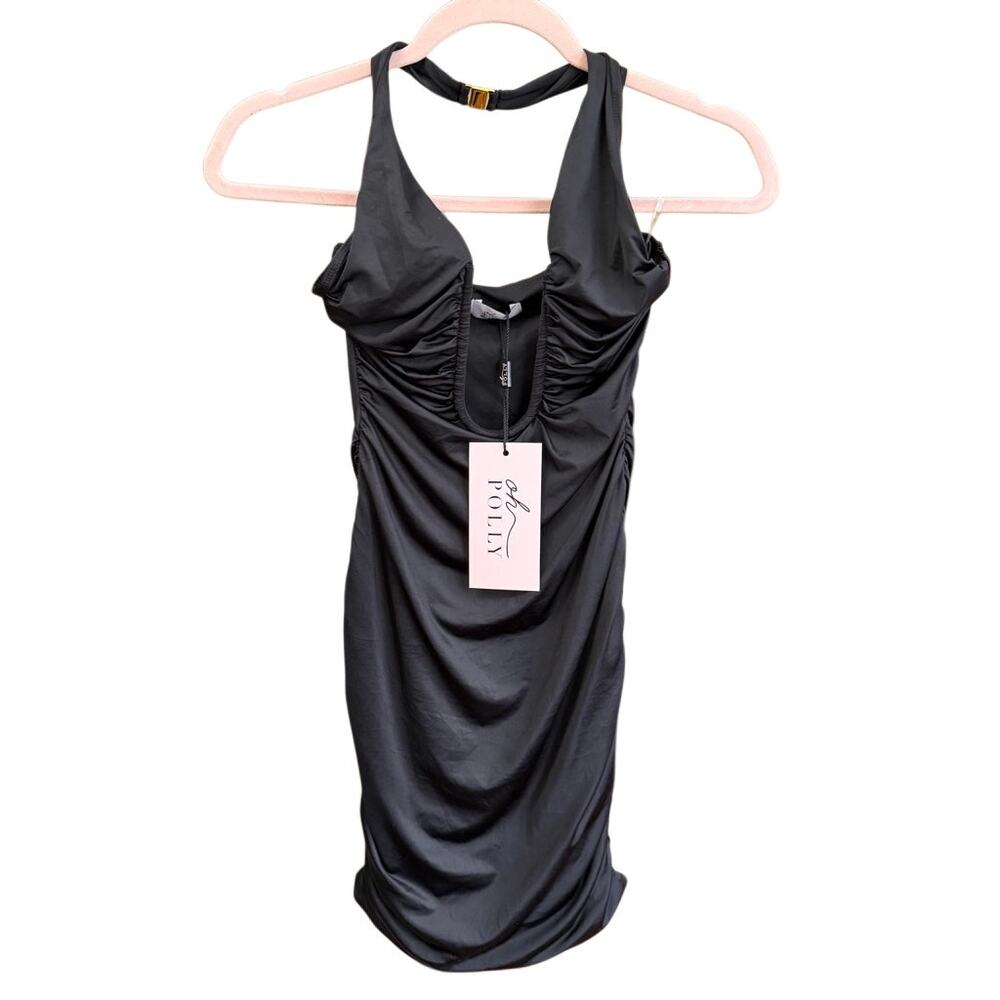 Oh‎ Polly Deep V Mini Dress Size US 4 Long Bodycon Club Nightwear 7999 Batch B